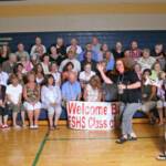 Susan Stapleton Foster (Ft. Scott - Class of '67) and Elaine Kirby (Ft. Scott - Class of '67) streak past us as we prepare for our class reunion 2010 photo.  What a copy of this photo?  Contact Barb.