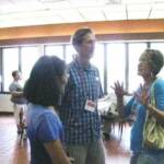 Lloyd & Mary Hendrix visit with Randa Biles Parrish at registration